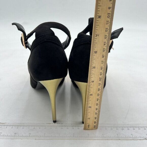 FSJ Women Metal Cap Pointed Toe High Heel Pumps Sexy Gold Stiletto  Black - Picture 4 of 6
